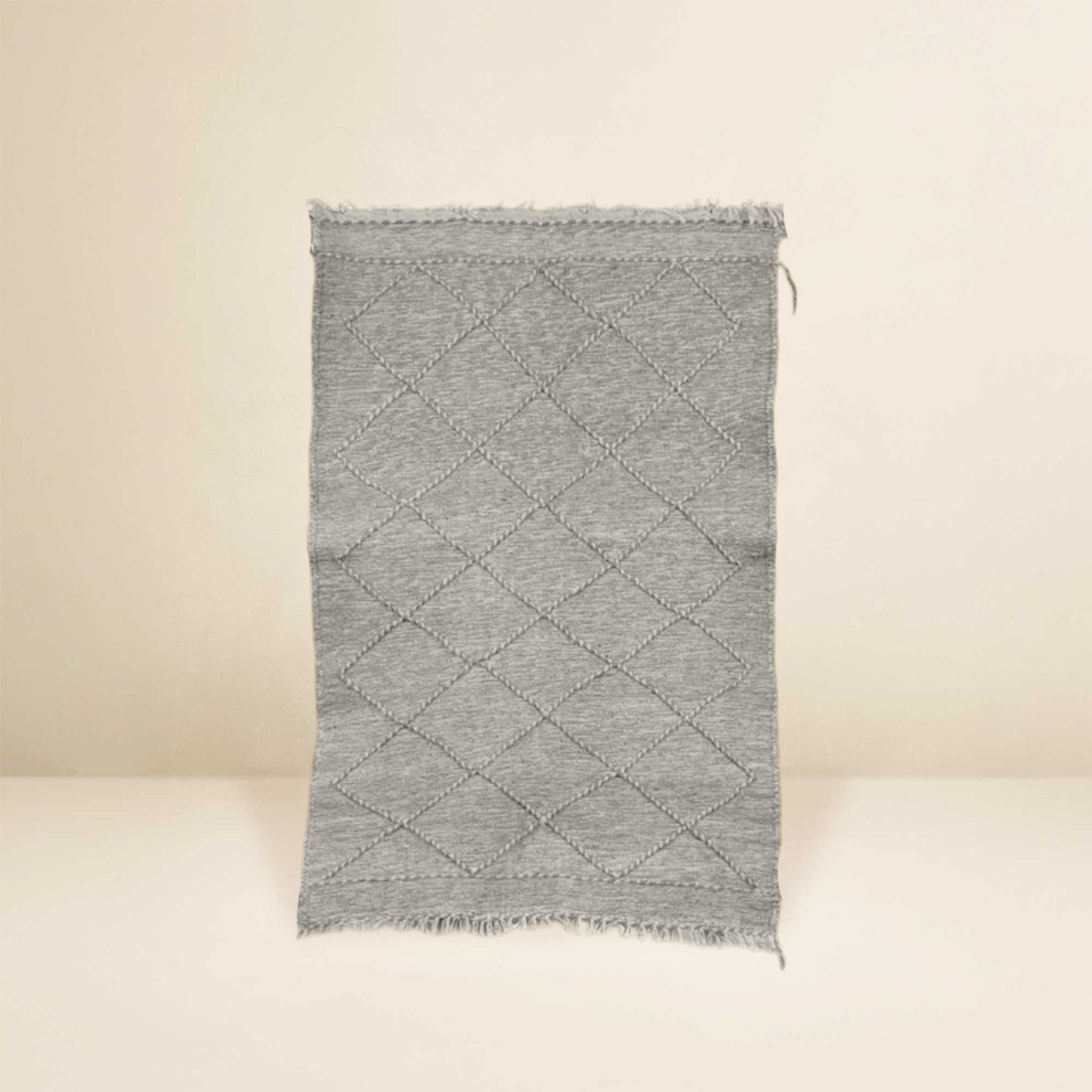 Tapis berbère Kilim • Motif losanges brun minimaliste