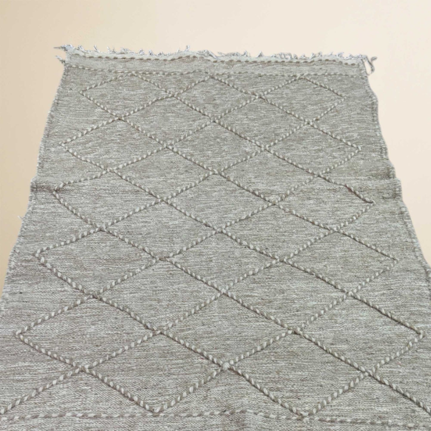 Tapis berbère Kilim • Motif losanges brun minimaliste