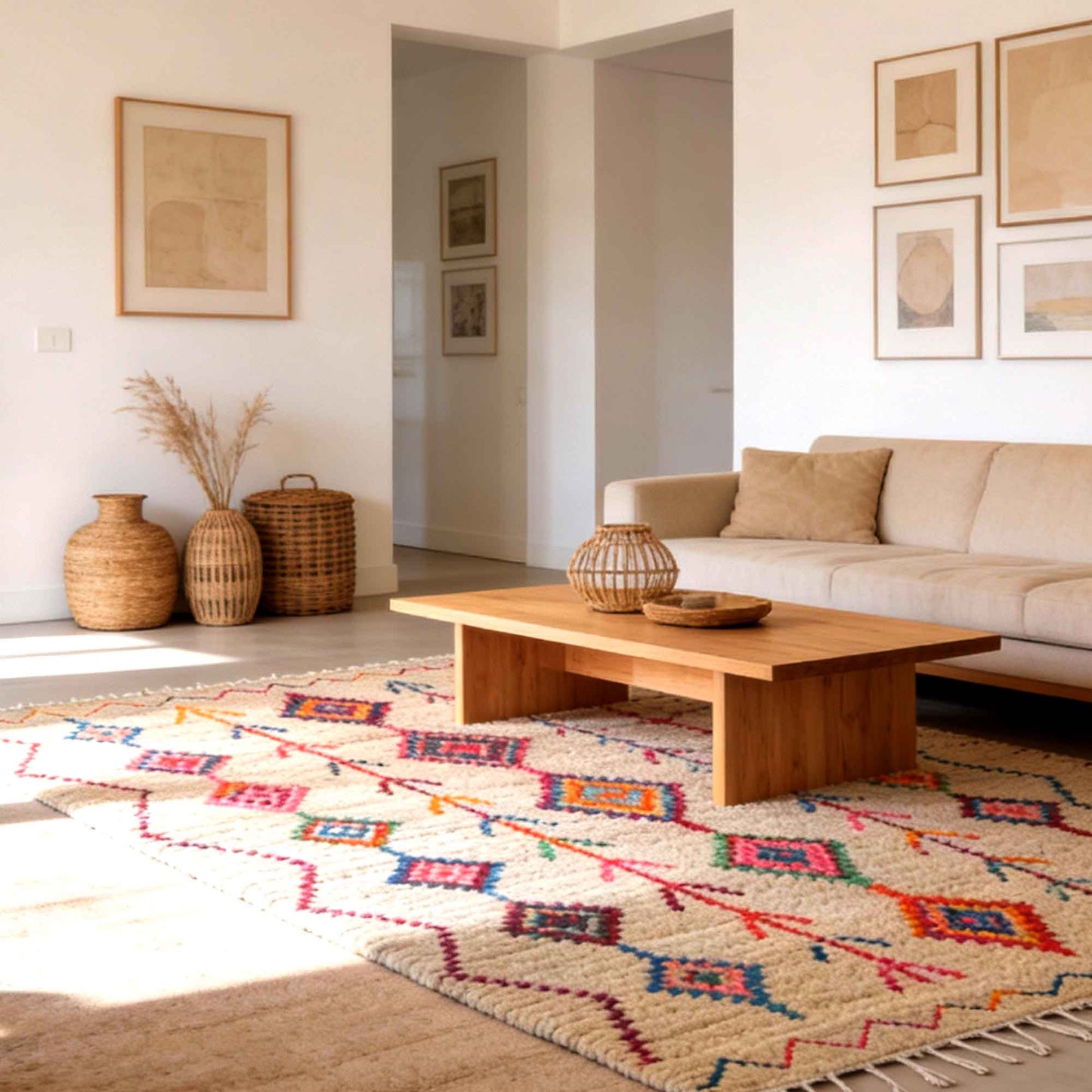 Tapis berbère Azilal coloré • Motifs losanges multicolores