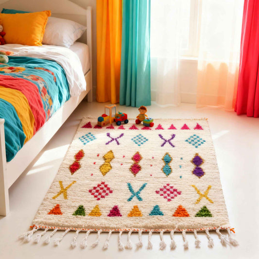 Tapis berbère Beni Ouarain • Motifs géométriques colorés