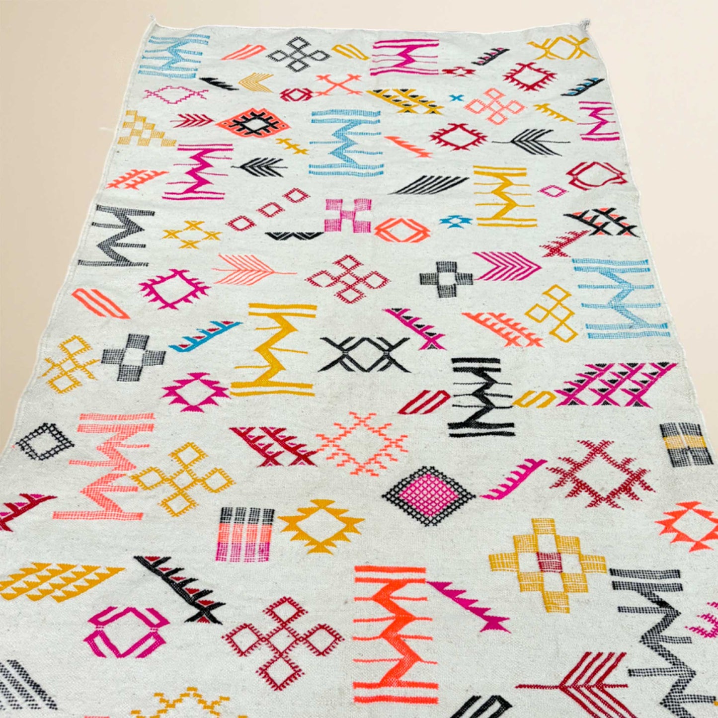 Tapis berbère Azilal Kilim • Motifs géométriques colorés
