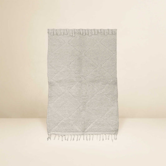 Tapis Berbère Beni Ouarain • Design minimaliste en losanges blanc