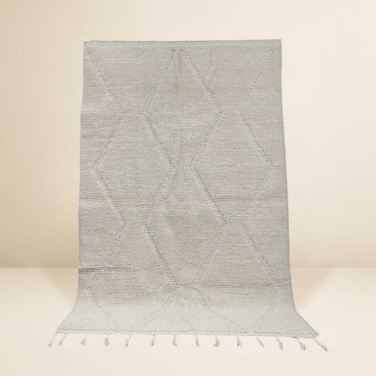 Tapis berbère Beni Ouarain en losanges • Élégance minimaliste blanc