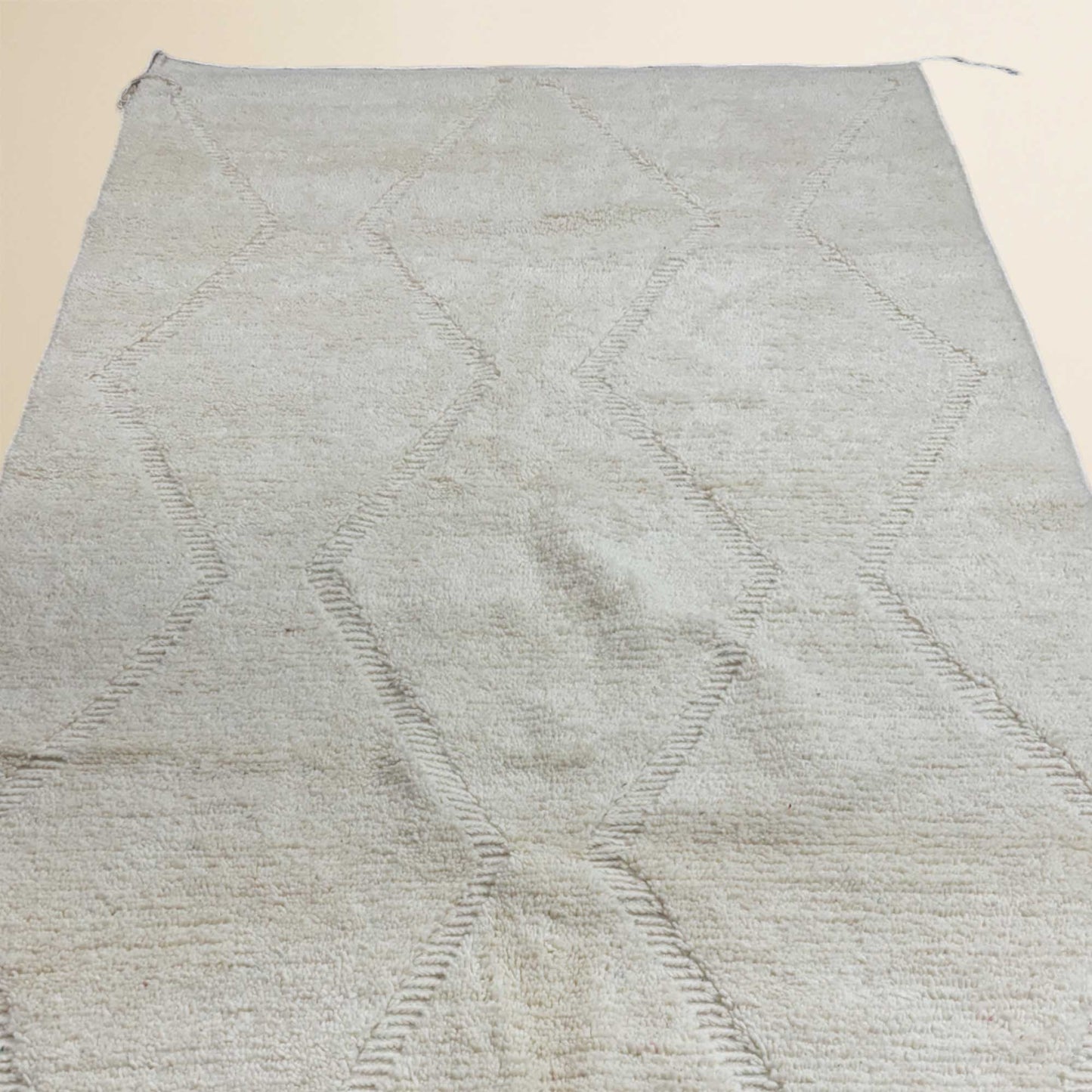 Tapis berbère Beni Ouarain en losanges • Élégance minimaliste blanc