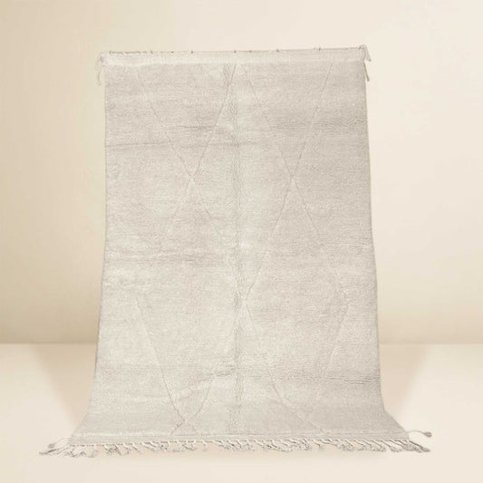 Tapis berbère Beni Ouarain en losanges • Élégance minimaliste blanc