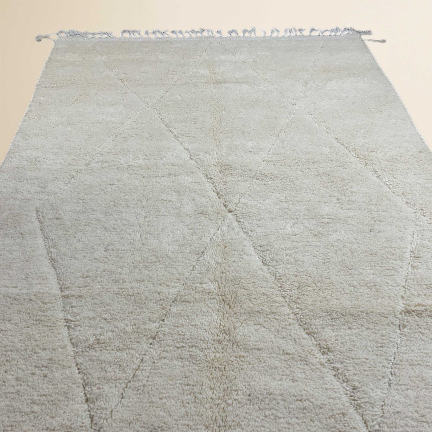Tapis berbère Beni Ouarain en losanges • Élégance minimaliste blanc