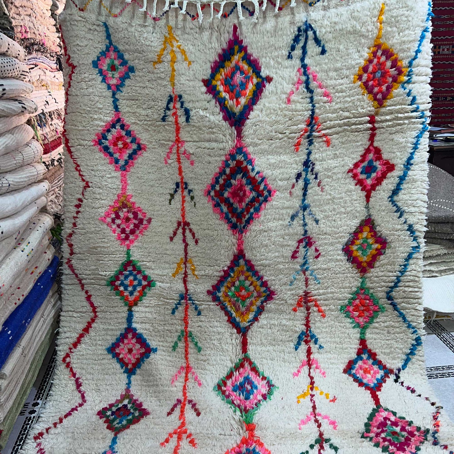 Tapis berbère Azilal coloré • Motifs losanges multicolores