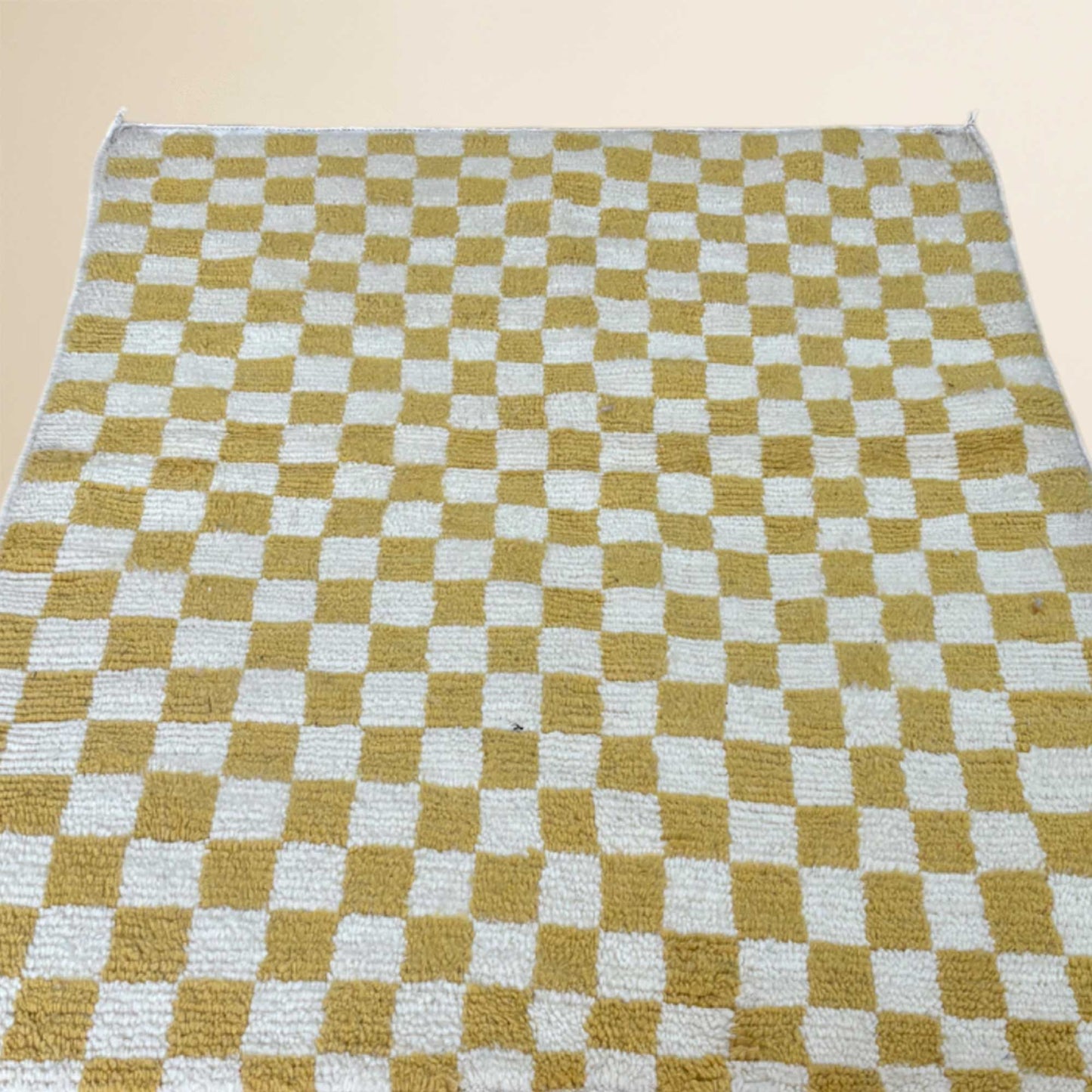 Tapis berbère Beni Ouarain • Motif damier vert citron et jaune