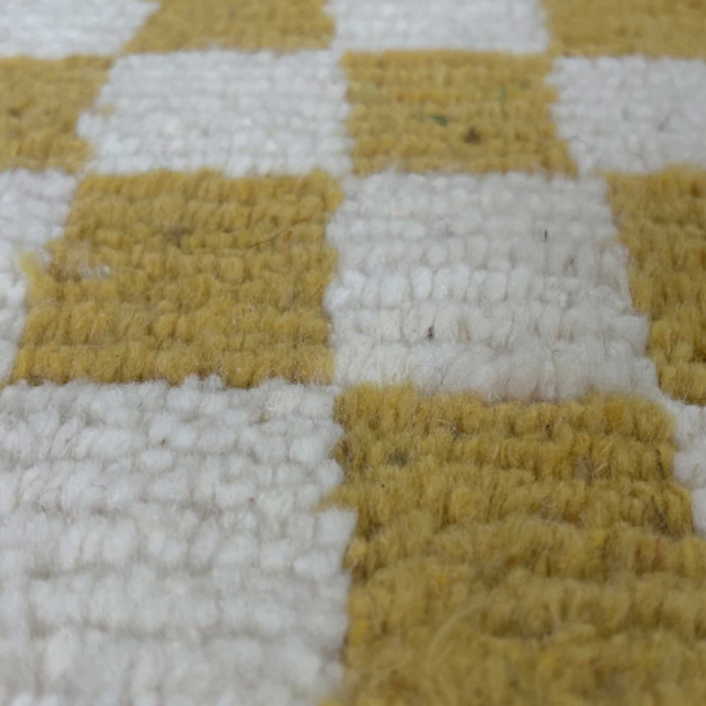 Tapis berbère Beni Ouarain • Motif damier vert citron et jaune