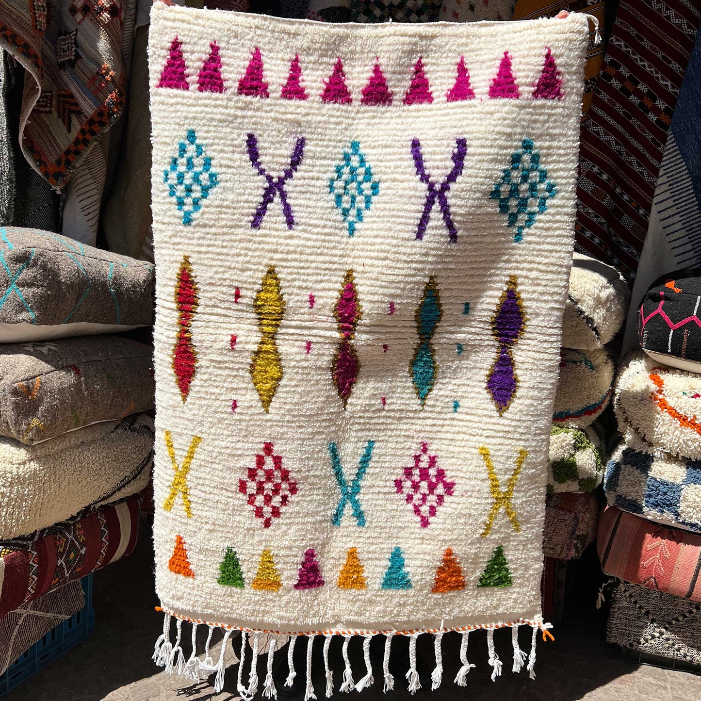 Tapis berbère Beni Ouarain • Motifs géométriques colorés