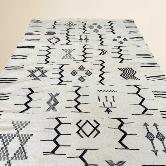 Tapis Berbère Kilim • Moderne noir et blanc